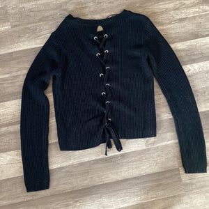 Ambiance Brandon lace up back sweater